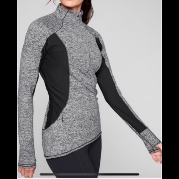 ATHLETA Running Wild Track Jacket Colorblock Black Gray Marled Reflective 1/2 - Picture 7 of 14